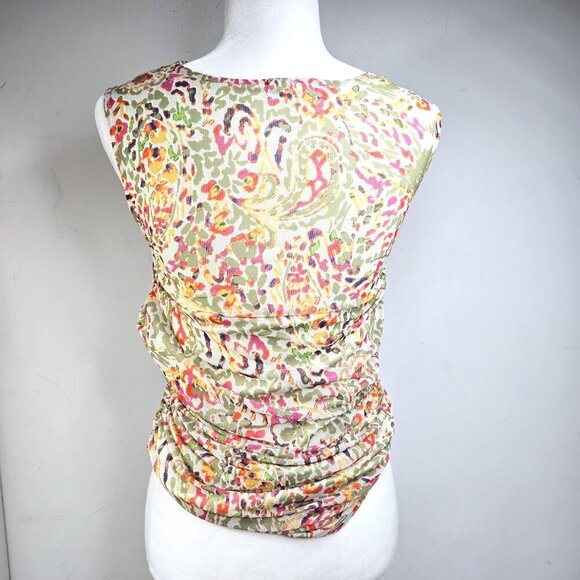 Vintage Y2K Cable and Gauge Cowl Drape Neck Green Brown Mesh Sleeveless Top - Picture 5 of 9